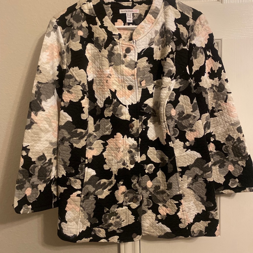 Isaac Mizrahi Live! Watercolor Floral Print Knit Jacket  - size 1X